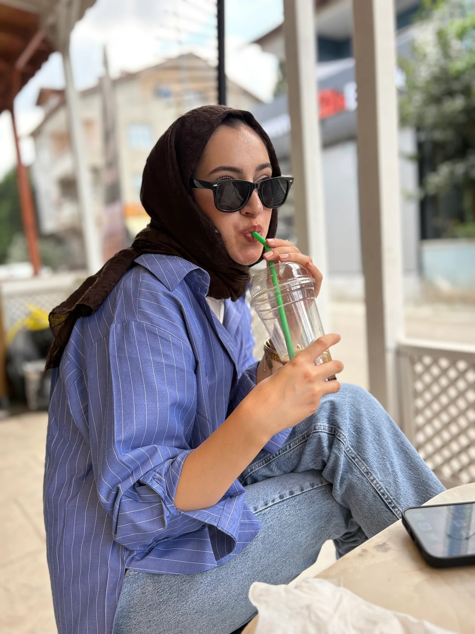 Poplin Beyaz Çizgili Mavi Gömlek