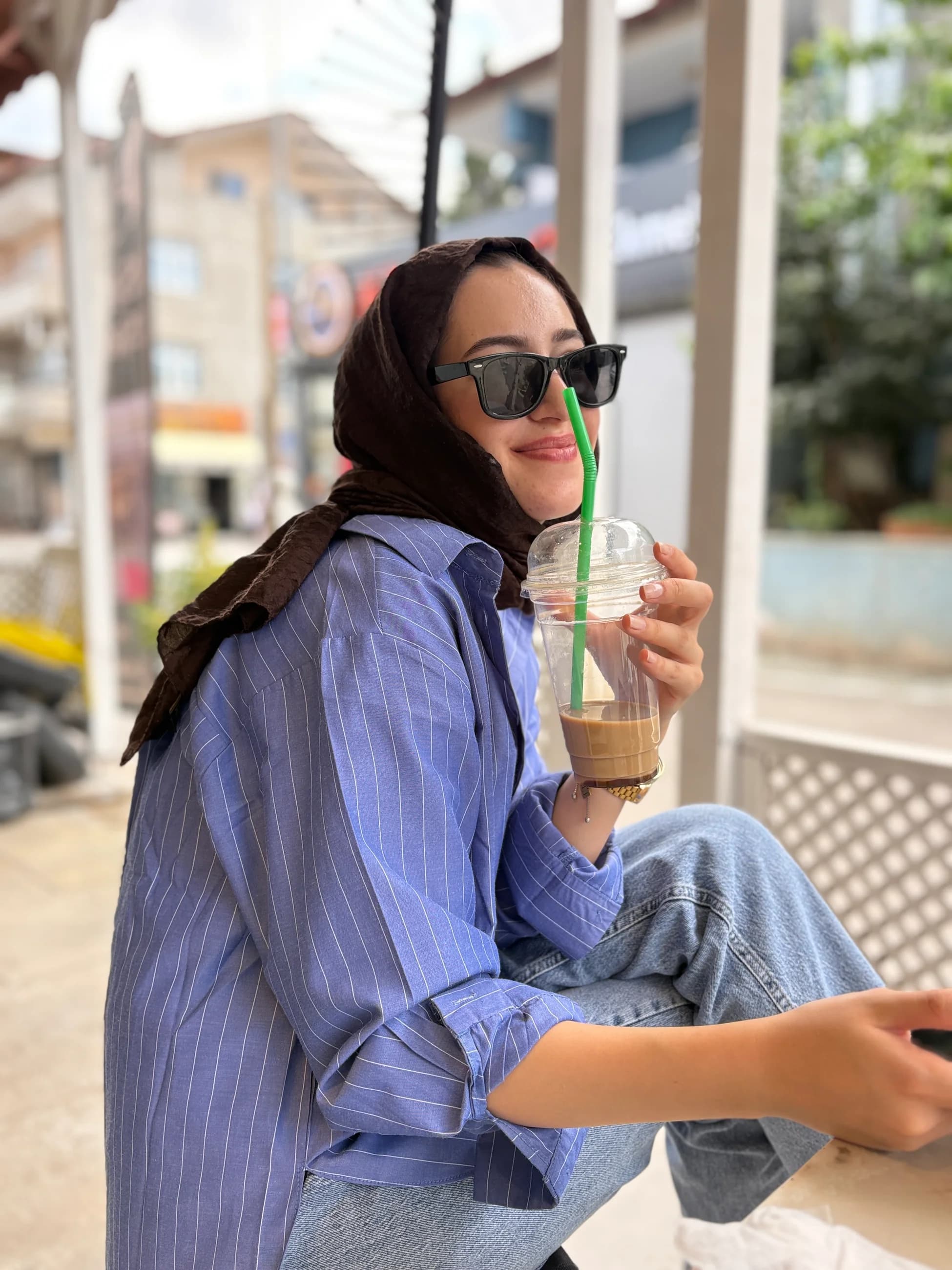 Poplin Beyaz Çizgili Mavi Gömlek