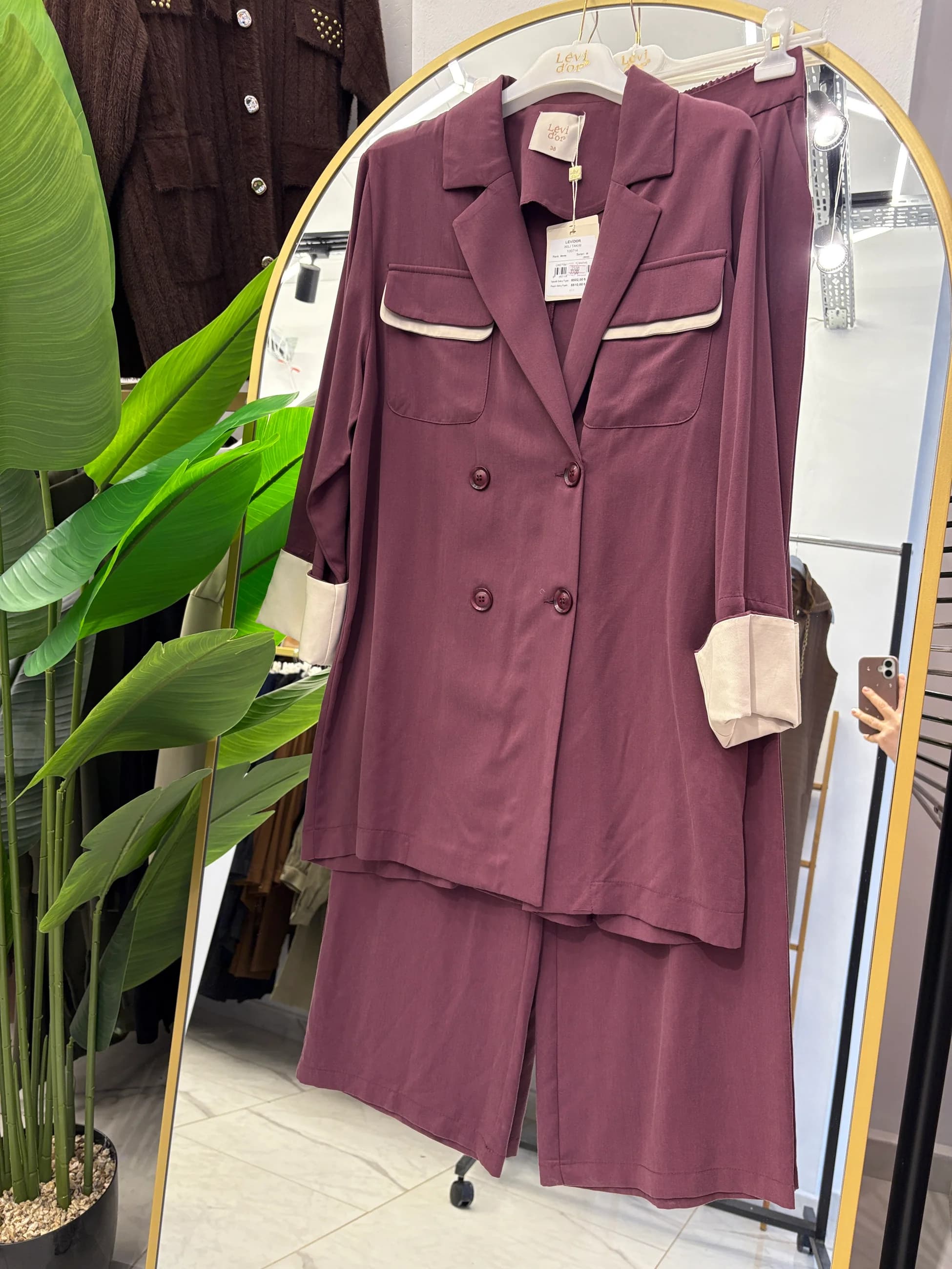 Levidor Pantalonlu ikili takım Mürdüm