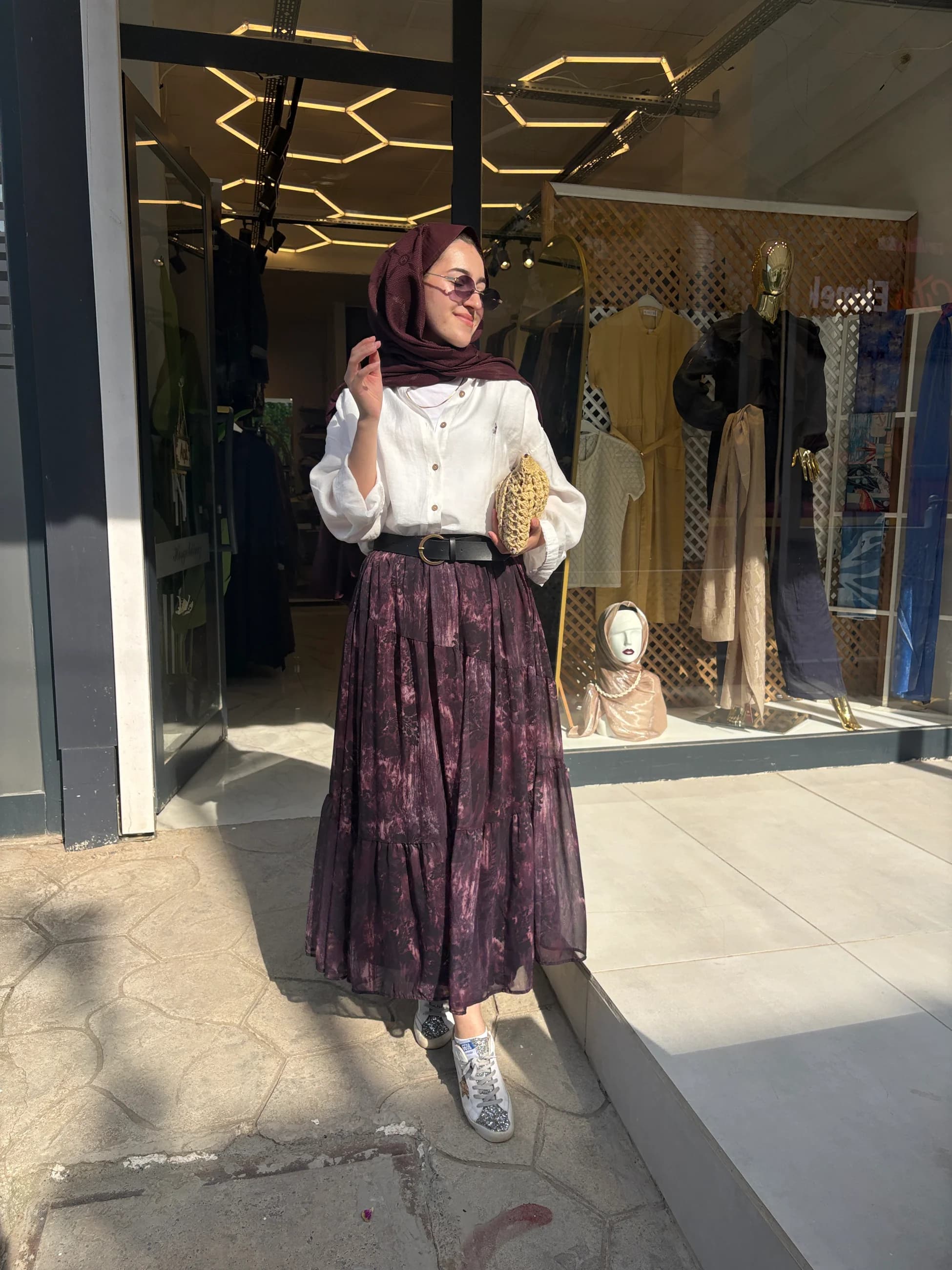İçi Astarlı Yandan Fermuarlı Şifon Etek